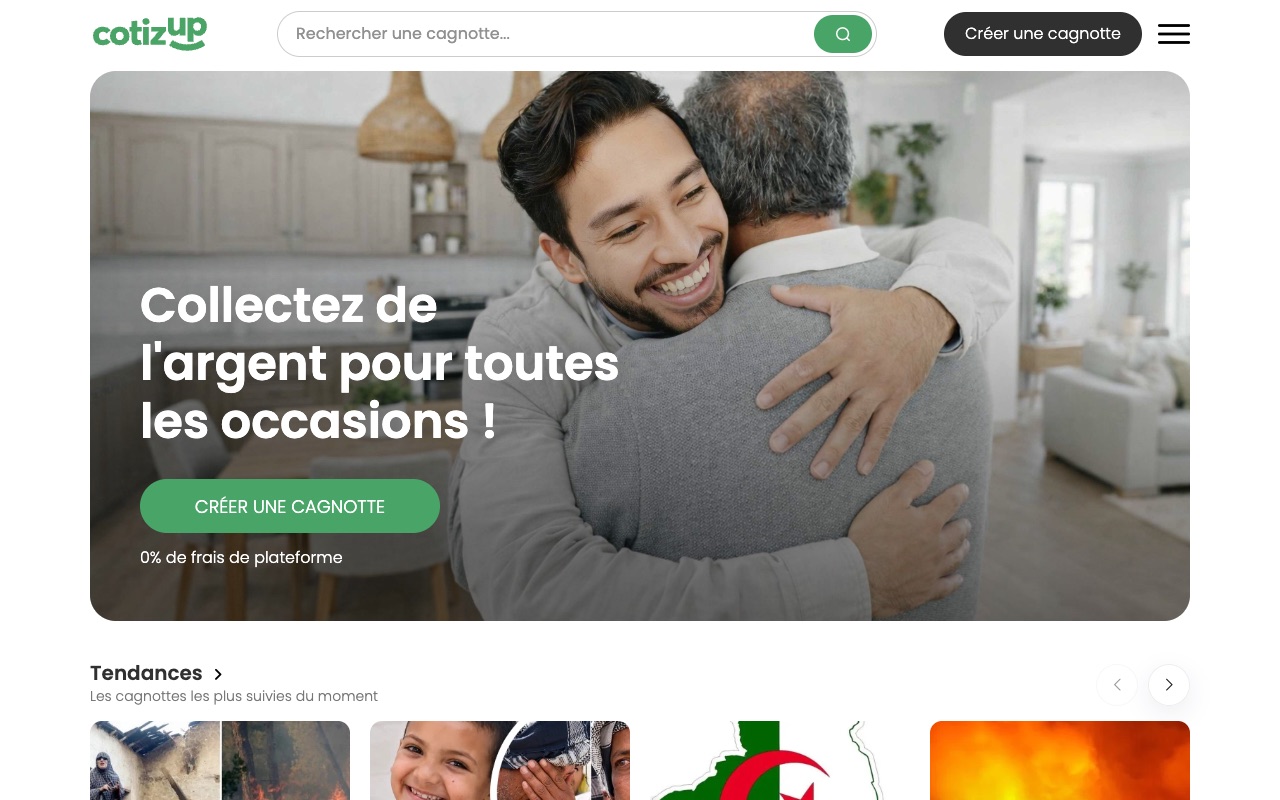 Page d'accueil de CotizUp, capturée le 16 septembre 2026