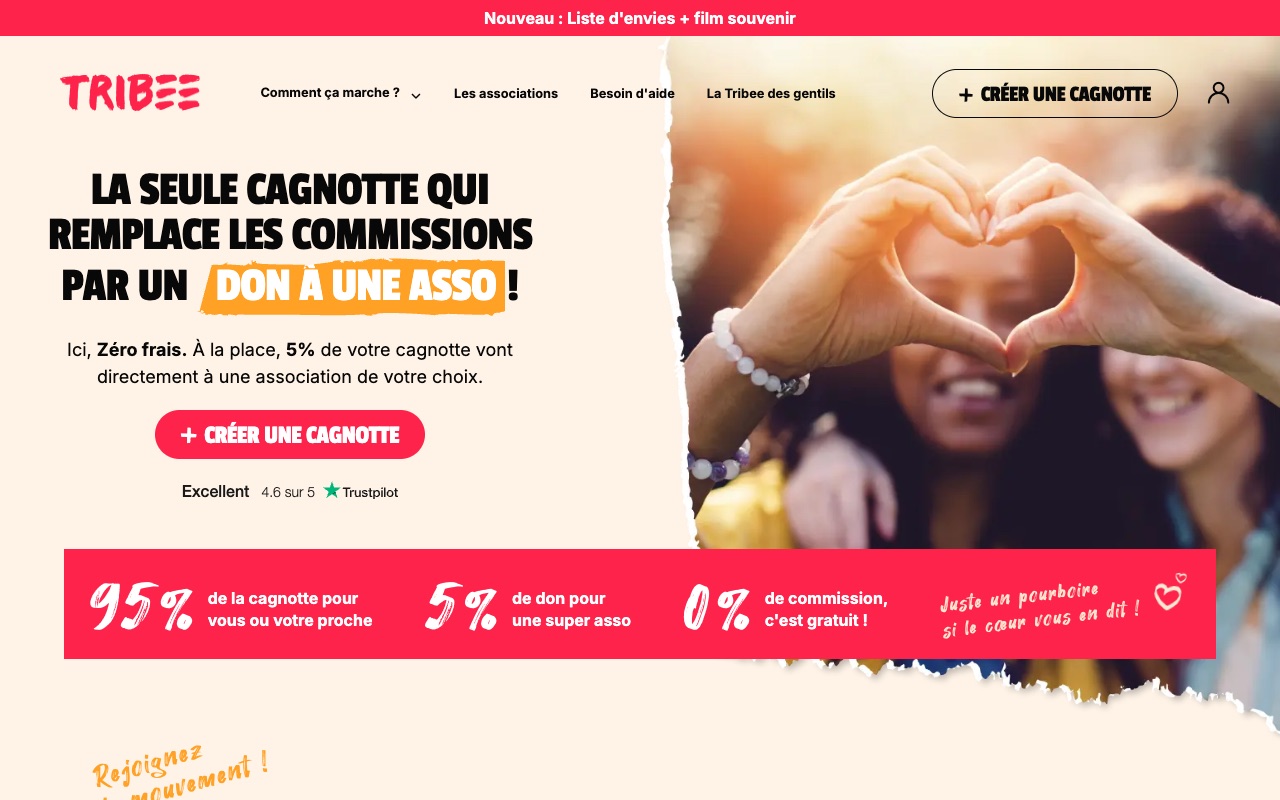 Page d'accueil de Tribee, capturée le 16 septembre 2026