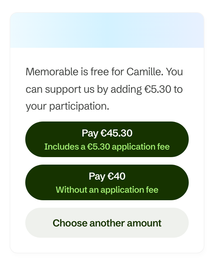 Screenshot of the suggested amount screen, on a €40 contribution