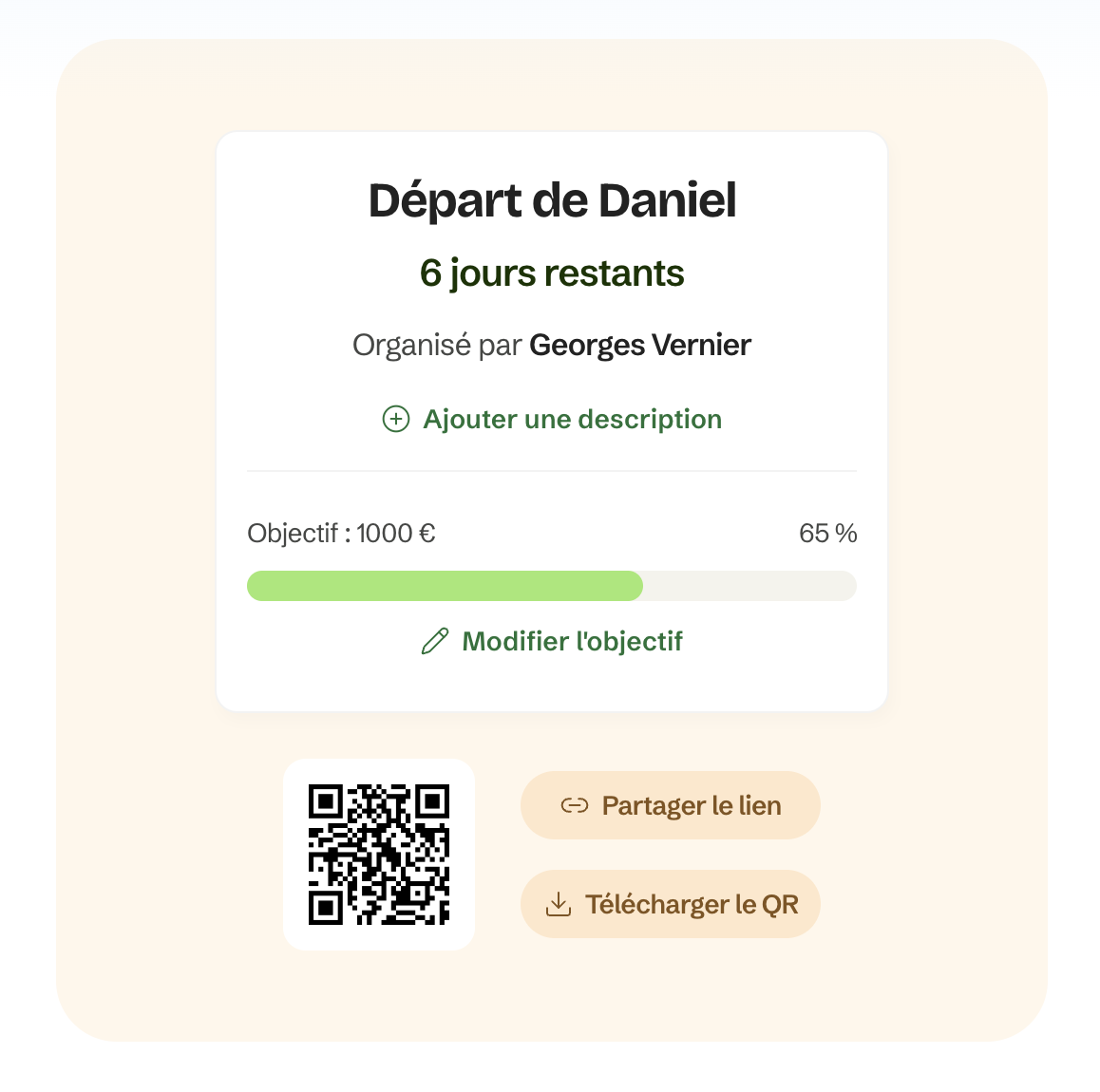 Memorable.me: create an online money pot and share it by link or QR code
