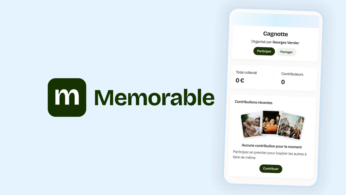 Memorable.me, the online money pot: the logo and a pot on a phone