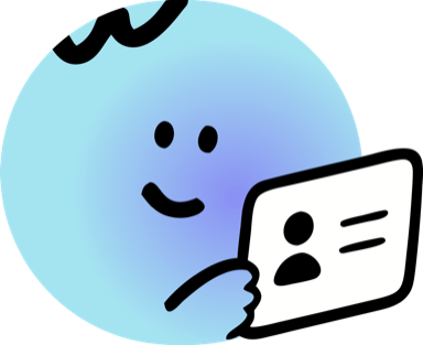 Memorable.me illustration: a character holding an ID card