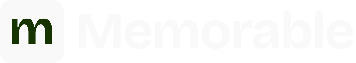 White Memorable.me logo, for dark backgrounds
